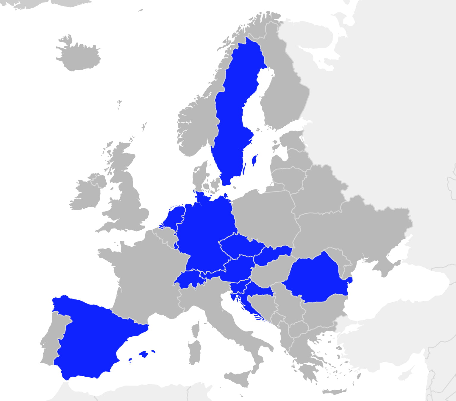 Karte von Europa mit hervorgehobenen Ländern, in denen homie AI aktiv ist